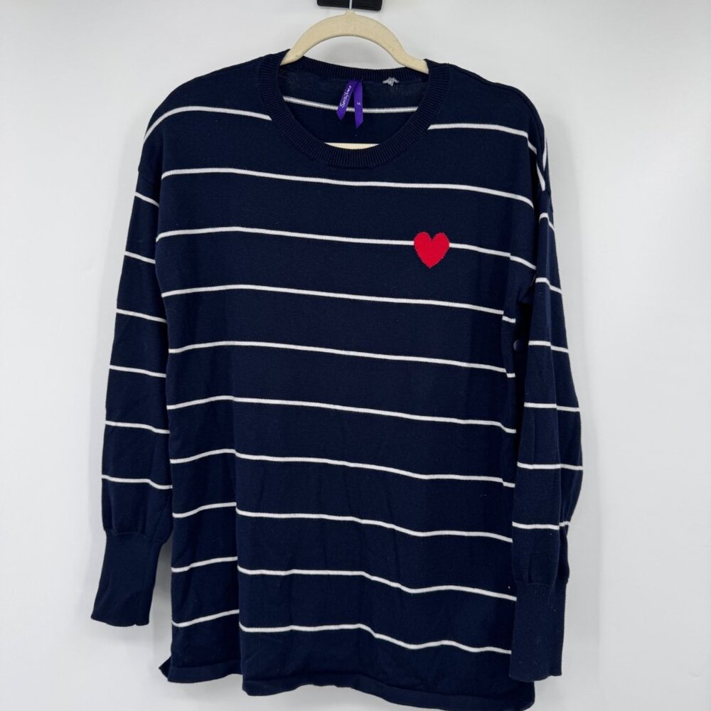 Seraphine navy white red heart  Stripe Maternity & Nursing Jumper & Shirt